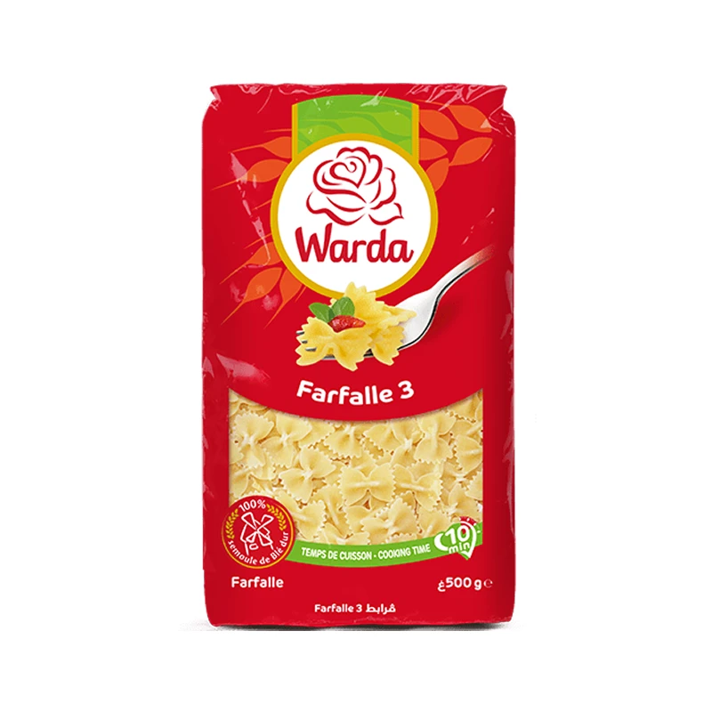 Warda - Pâtes papillon Farfalle 3  (500g)
